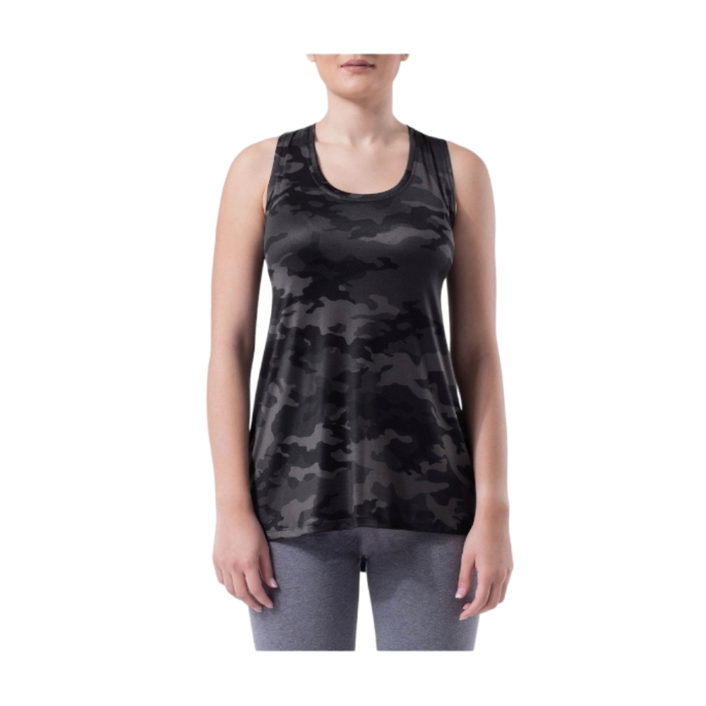 Women's Athletic Works Black Gray Camo Moisture Wick Racer Back Tank Top Medium - Picture 4 of 12